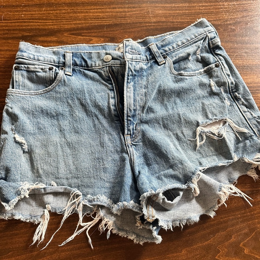 Abercrombie & Fitch Blue Distressed Jean Shorts